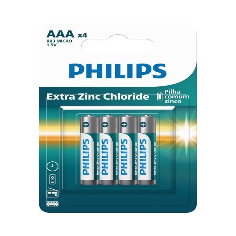 PHILIPS PILHA ZINCO AAA C/4 DP12 CX/36