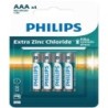 PHILIPS PILHA ZINCO AAA C/4 DP12 CX/36