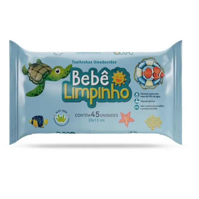 BEBE LIMPINHO TOALHA UMED C/45 CX/24