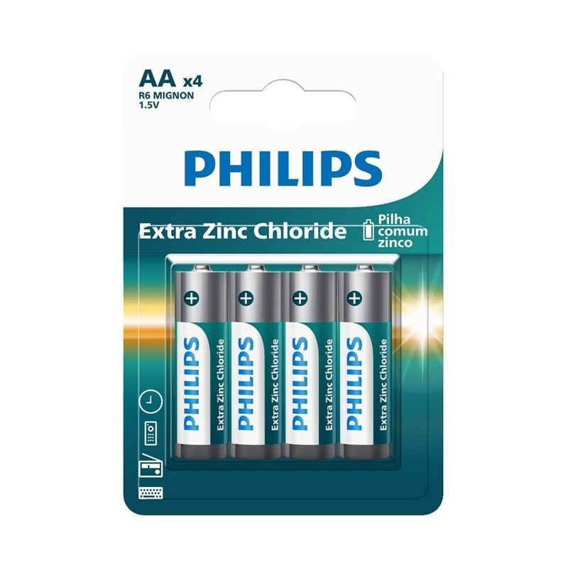 PHILIPS PILHA ZINCO AA C/4 DP12 CX/36