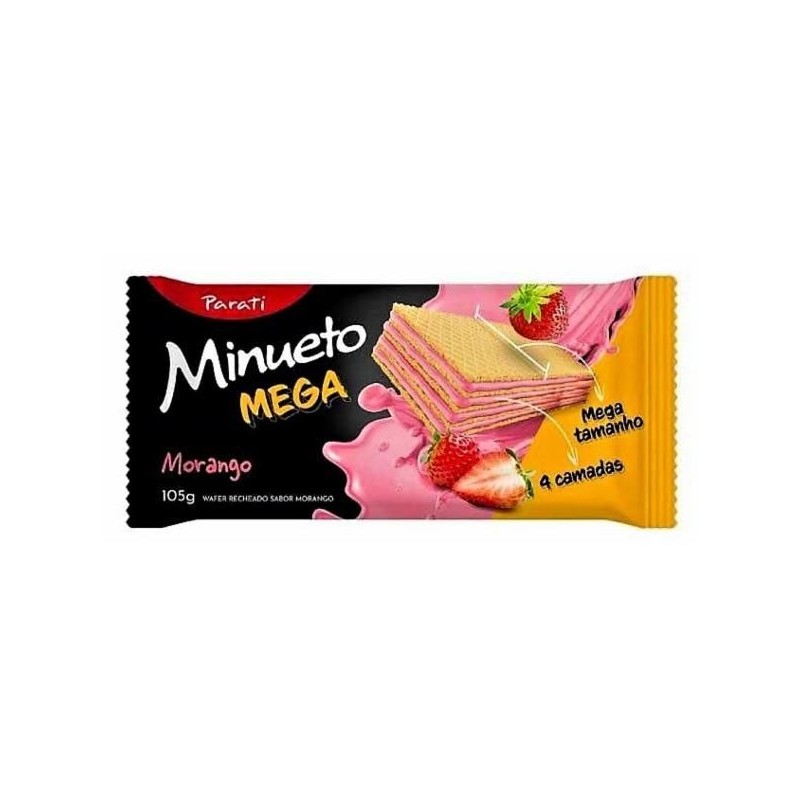 WAFER MINUETO MEGA MORANGO 105G CX/30