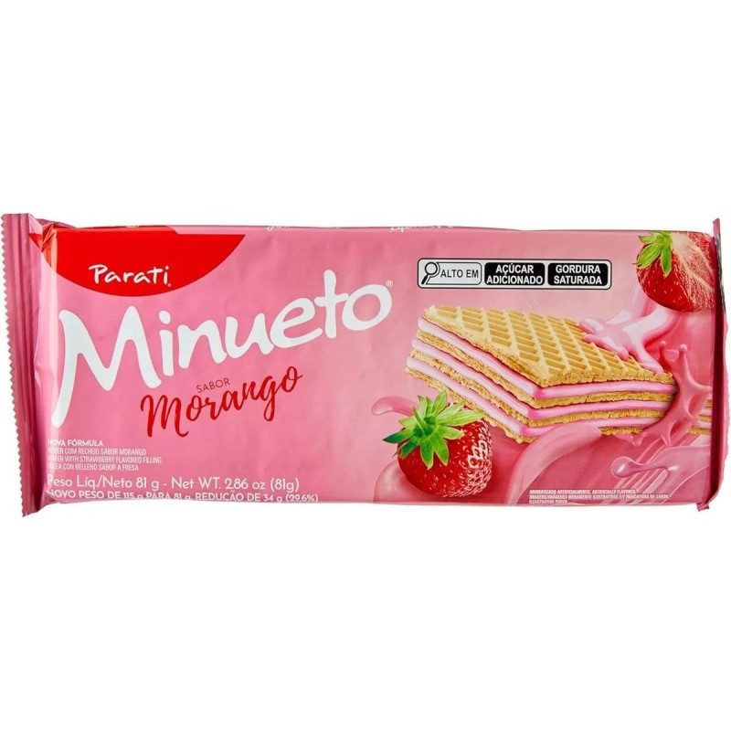 WAFER MINUETO MORANGO 81G CX/36