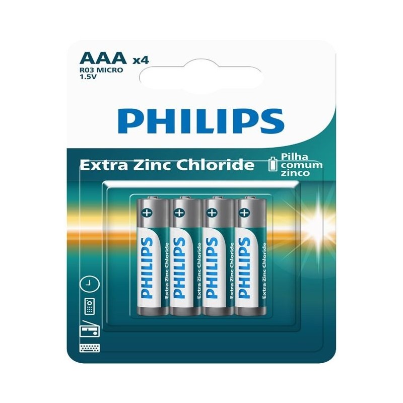 PHILIPS PILHA ZINCO AAA C/4 DP12 CX/36