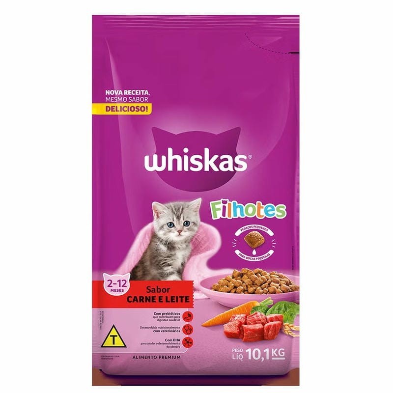 WHISKAS FILHOTE CARNE/LEITE 10,1KG
