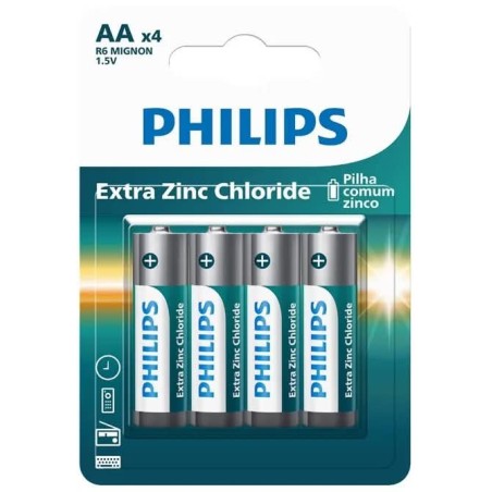 PHILIPS PILHA ZINCO AA C/4 DP12 CX/36