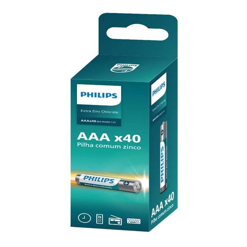 PHILIPS PILHA ZINCO AAA TORRE C/40 CX/16