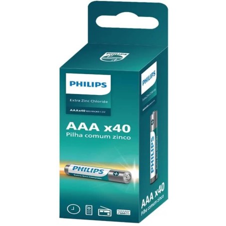 PHILIPS PILHA ZINCO AAA TORRE C/40 CX/16