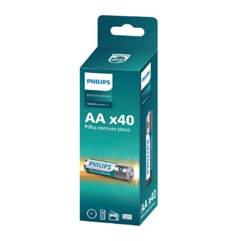 PHILIPS PILHA ZINCO AA TORRE C/40 CX/12