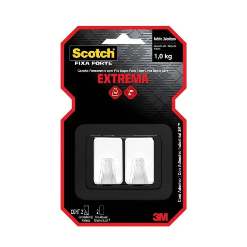 SCOTCH GANCHO EXTREMA PLAST MEDIO CX/12