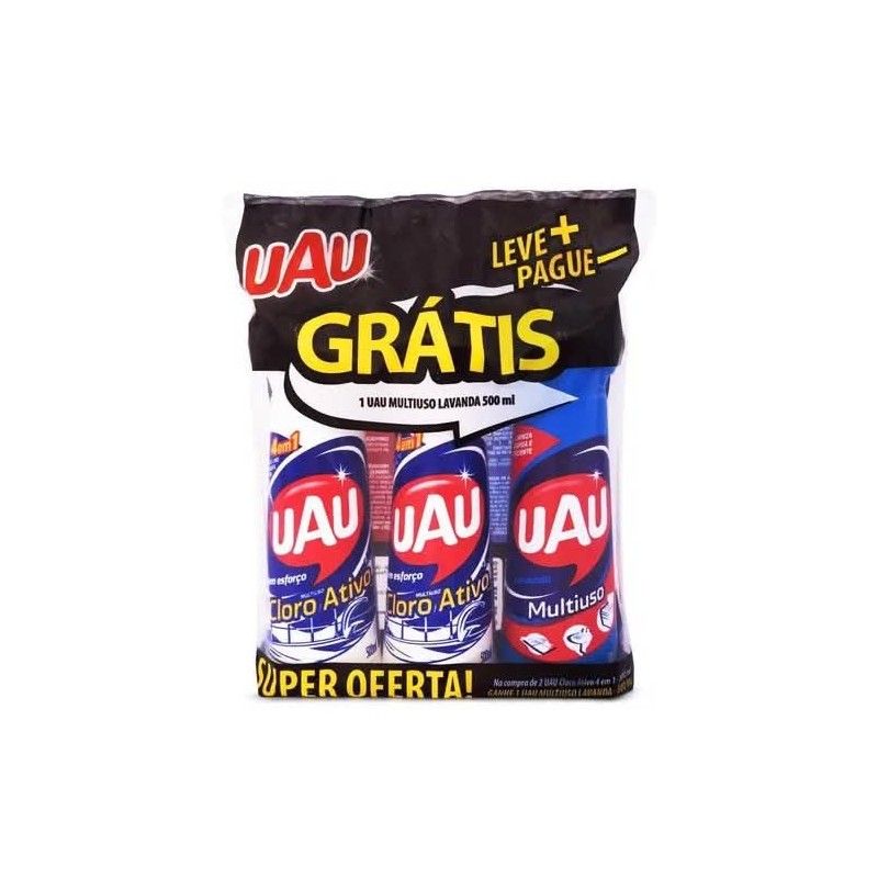 UAU MULTI 1LAV 2CLOR ATIVO 500ML CJ3 CX8