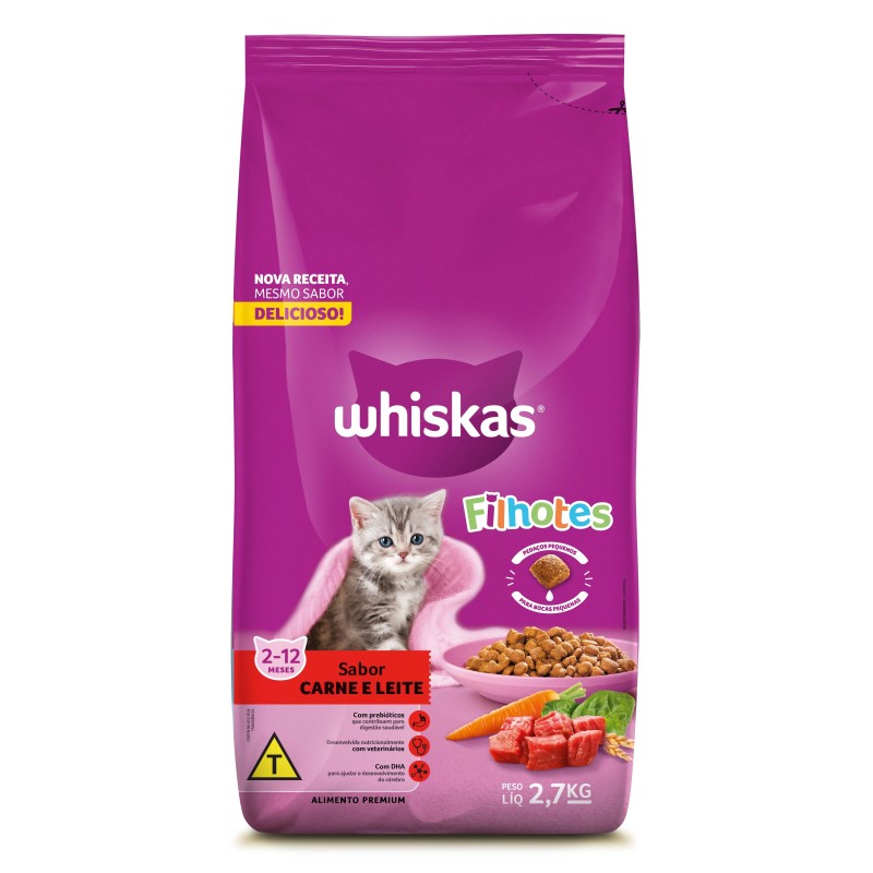WHISKAS DRY FILHOTE CAR/LEITE 2,7KG FD/6