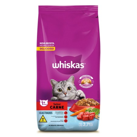 WHISKAS DRY GATOS CAST. CARNE 2,7KG FD/6